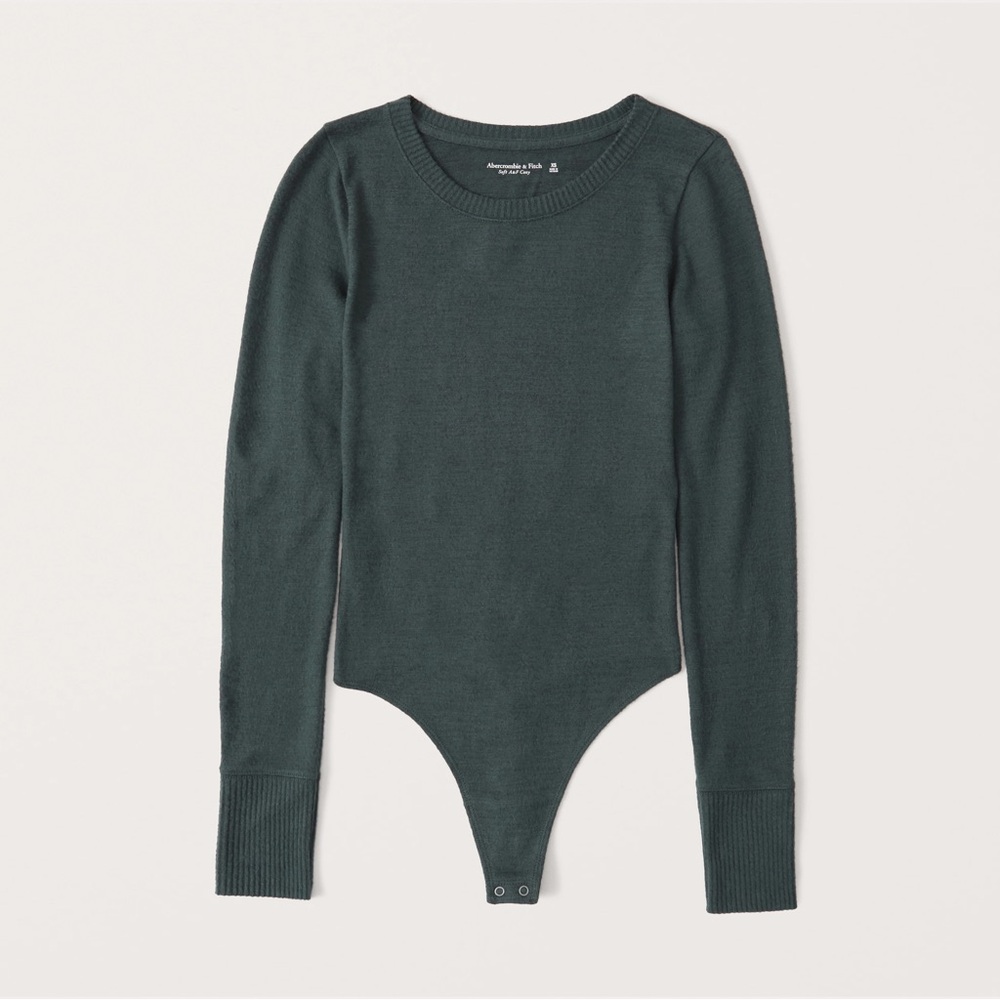 Abercrombie & Fitch Long Sleeve Crewneck Bodysuit. Size Small. Green.